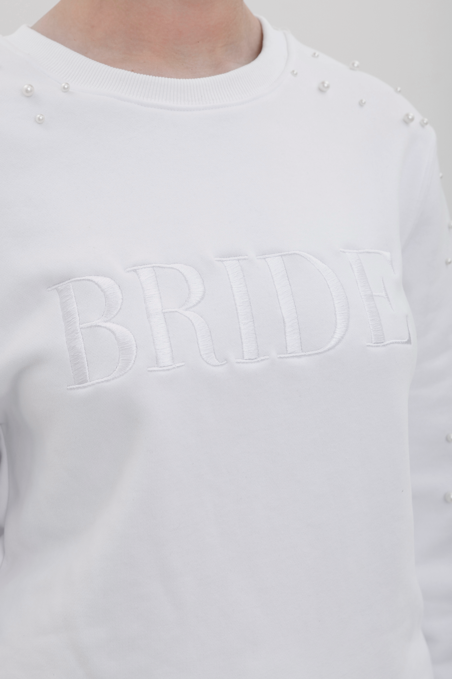 CBB Pearl Sleeve Bride Embroidered SweatshirtBridal Sweatshirt,Bride Embroidered Sweatshirt,Embroidered Sweatshirt,Heirloom Bridal Company,Pearl Sleeve SweatshirtCBB Market