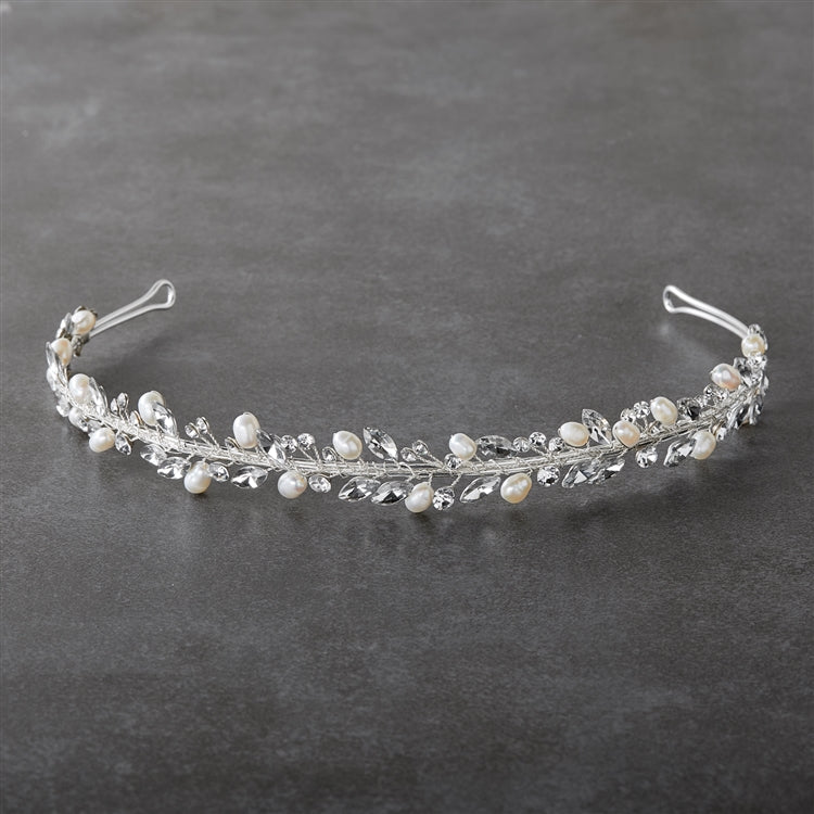 Ivory Pearl and Crystal hairpiece for weddingbridal pearls hairpiece,pearls hair accessory,Pearls headbandCBB Market