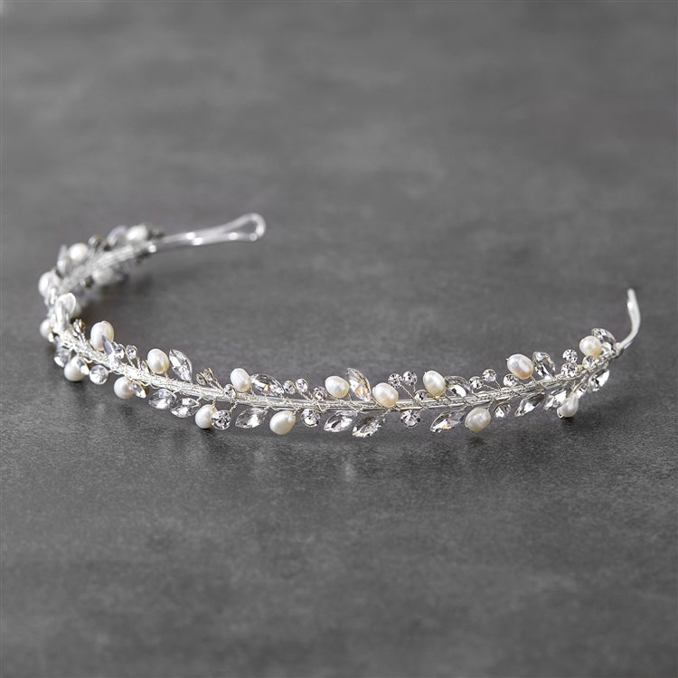 Ivory Pearl and Crystal hairpiece for weddingbridal pearls hairpiece,pearls hair accessory,Pearls headbandCBB Market