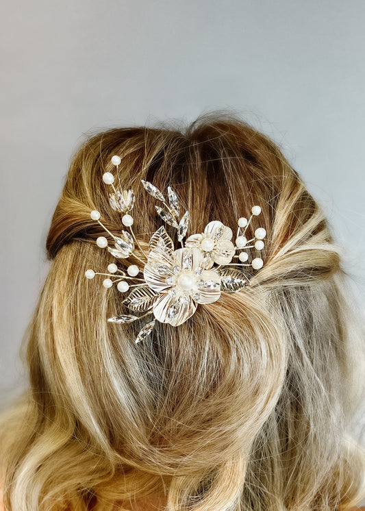 Desire Gold Floral Bridal Hair Comb - CBB Market