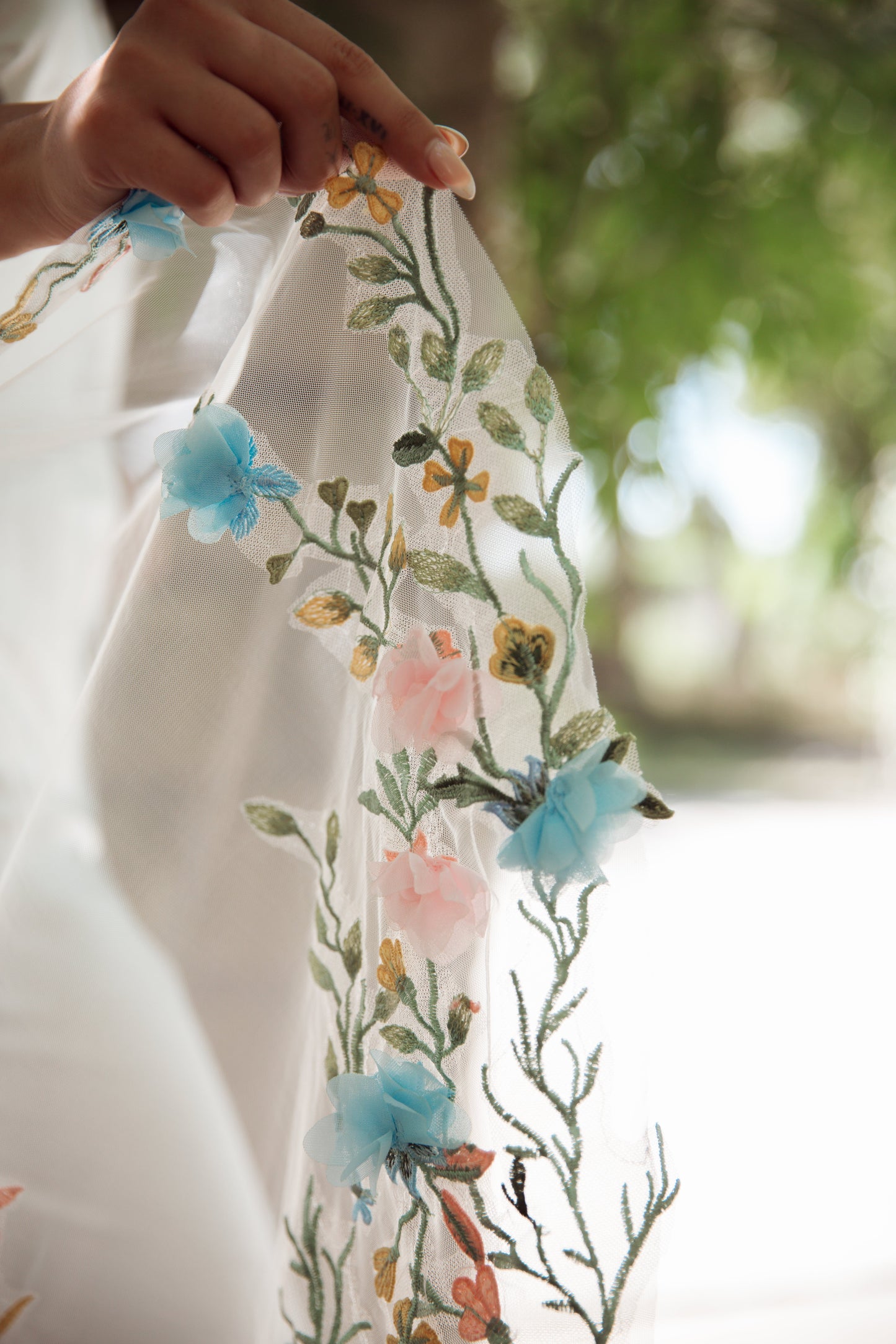 Colored Floral Bridal Veilbridal accessories,bridal veil,wedding accessories,wedding veilCBB Market