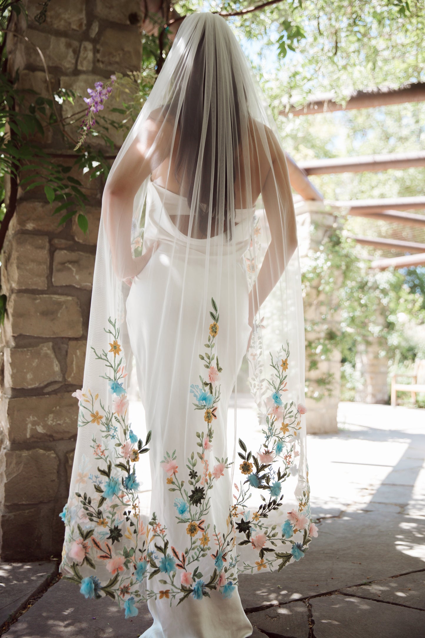 Colored Floral Bridal Veilbridal accessories,bridal veil,wedding accessories,wedding veilCBB Market