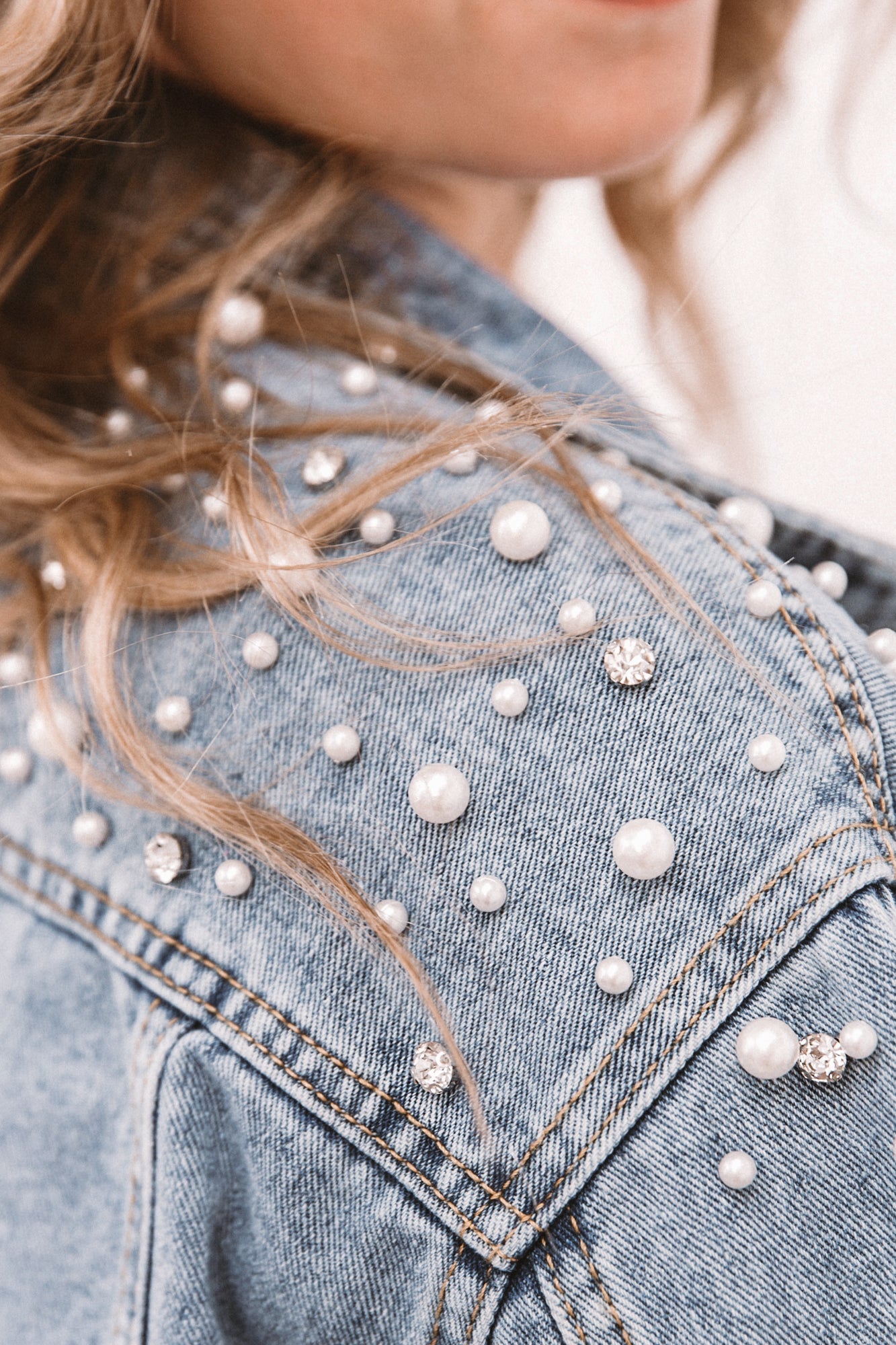 Pearl and Rhinestone Denim Jacket for Bridedenim,jacketCBB Market