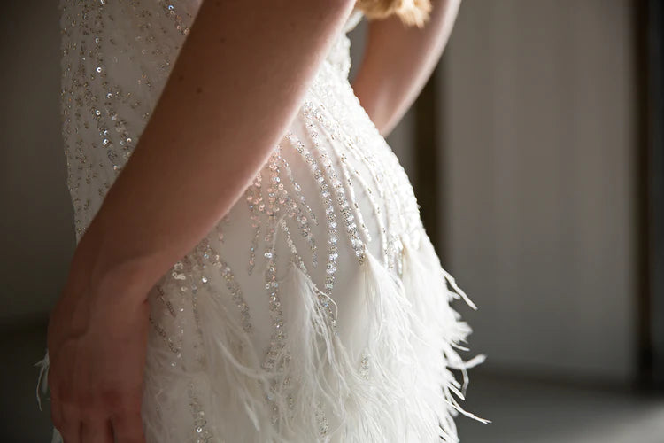 Blair Mini Shimmer and Feather Wedding Rehearsal Dressdress,DressesCBB Market