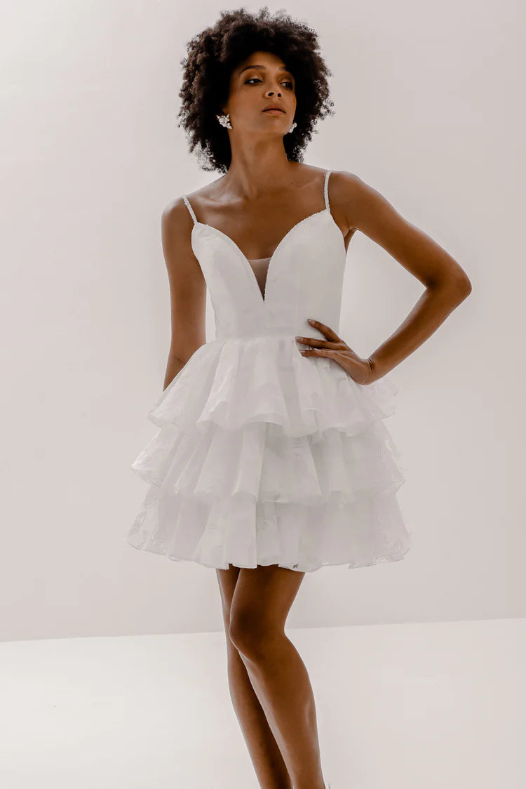Lily Mini Laced Ruffled Wedding Rehearsal Dinner Dressdress,DressesCBB Market