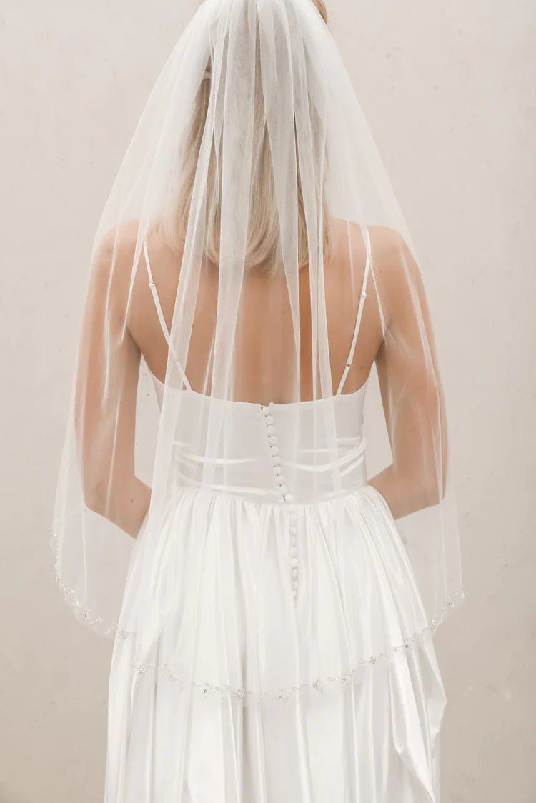 V003 Floral Beaded Edge Wedding VeilCBB Market