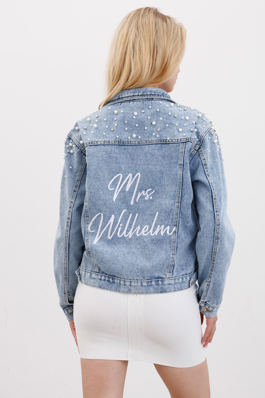 Pearl and Rhinestone Denim Jacket for Bridedenim,jacketCBB Market