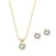 Mariell 14K Gold Plated 2 Carat CZ Pendant Necklace and Earrings Set 2002S-EP-GD