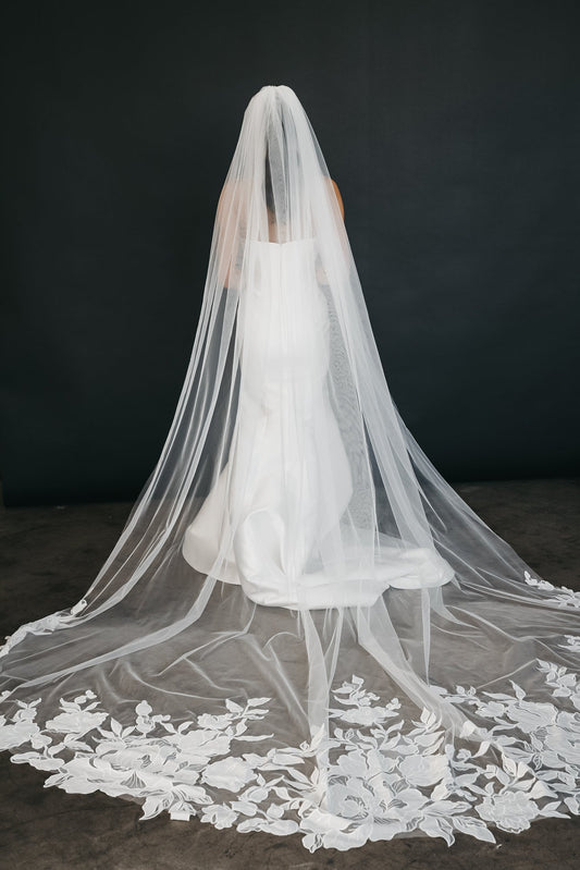Cathedral lace Vail CBBV041bridal veil,cathedral length,floral lace,heirloom bridal company,wedding veilCBB Market