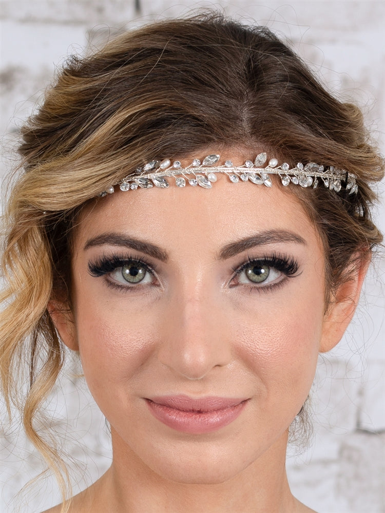 Ivory Pearl and Crystal hairpiece for weddingbridal pearls hairpiece,pearls hair accessory,Pearls headbandCBB Market
