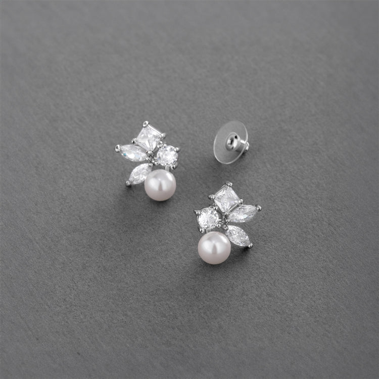 Mariell Mixed Shape Cubic Zirconia Cluster Bridal Earrings 4688E-I-S