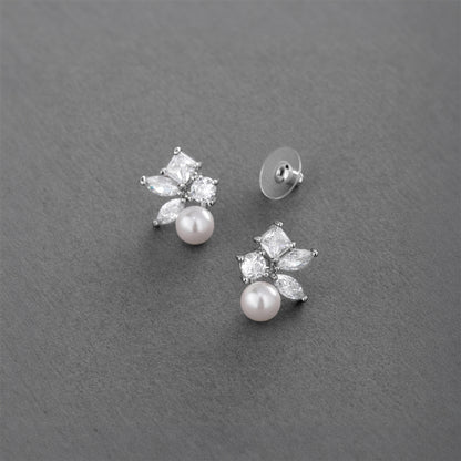 Mariell Mixed Shape Cubic Zirconia Cluster Bridal Earrings 4688E-I-S