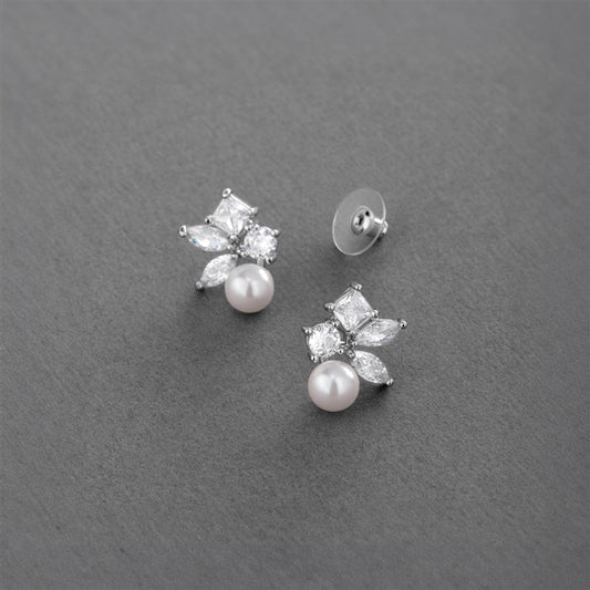 Mariell Mixed Shape Cubic Zirconia Cluster Bridal Earrings 4688E-I-S