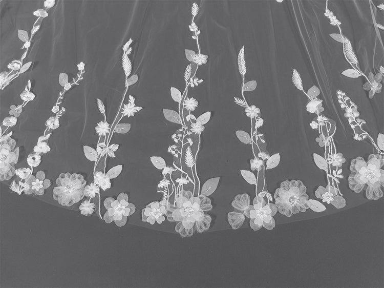 Mariell Wholesale 120" Royal Cathedral Bridal Veil with 3D Flowers and Dramatic Vine Appliques