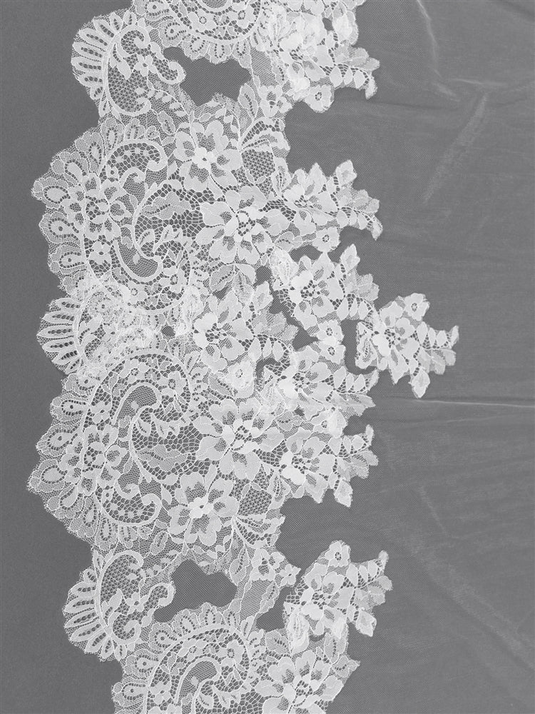 Mariell's Wholesale Dramatic Wide Lace Trim 120" Royal Cathedral Statement Veil with Soft Italian Tulle
