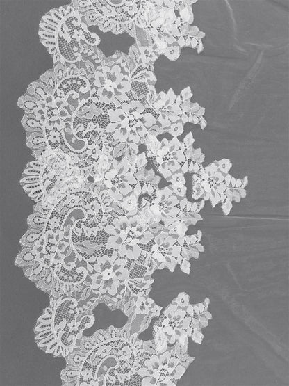 Mariell's Wholesale Dramatic Wide Lace Trim 120" Royal Cathedral Statement Veil with Soft Italian Tulle
