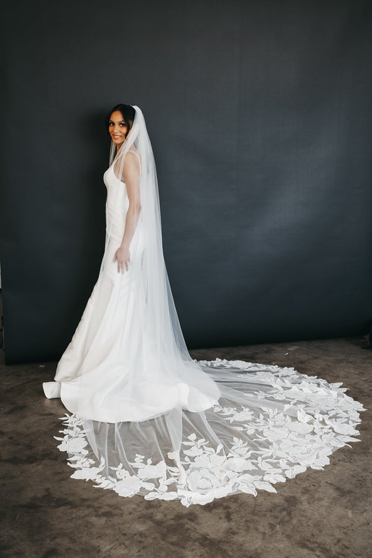Cathedral lace Vail CBBV041bridal veil,cathedral length,floral lace,heirloom bridal company,wedding veilCBB Market