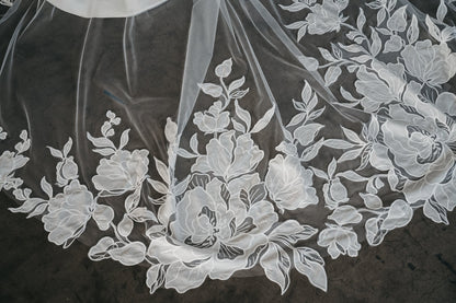 Cathedral lace Vail CBBV041bridal veil,cathedral length,floral lace,heirloom bridal company,wedding veilCBB Market