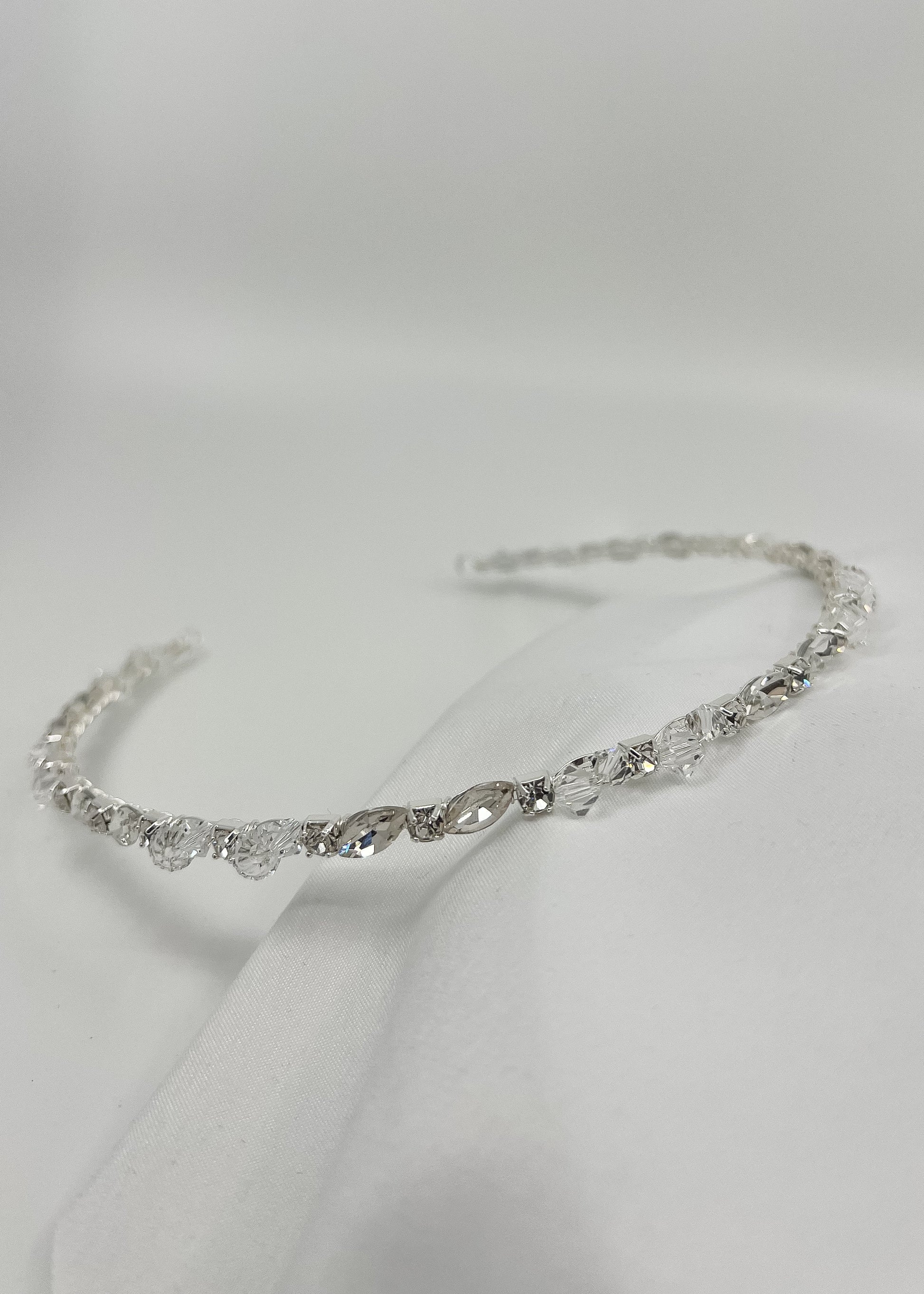 Becoming Crystal Silver Bridal Headband - CBB Market 