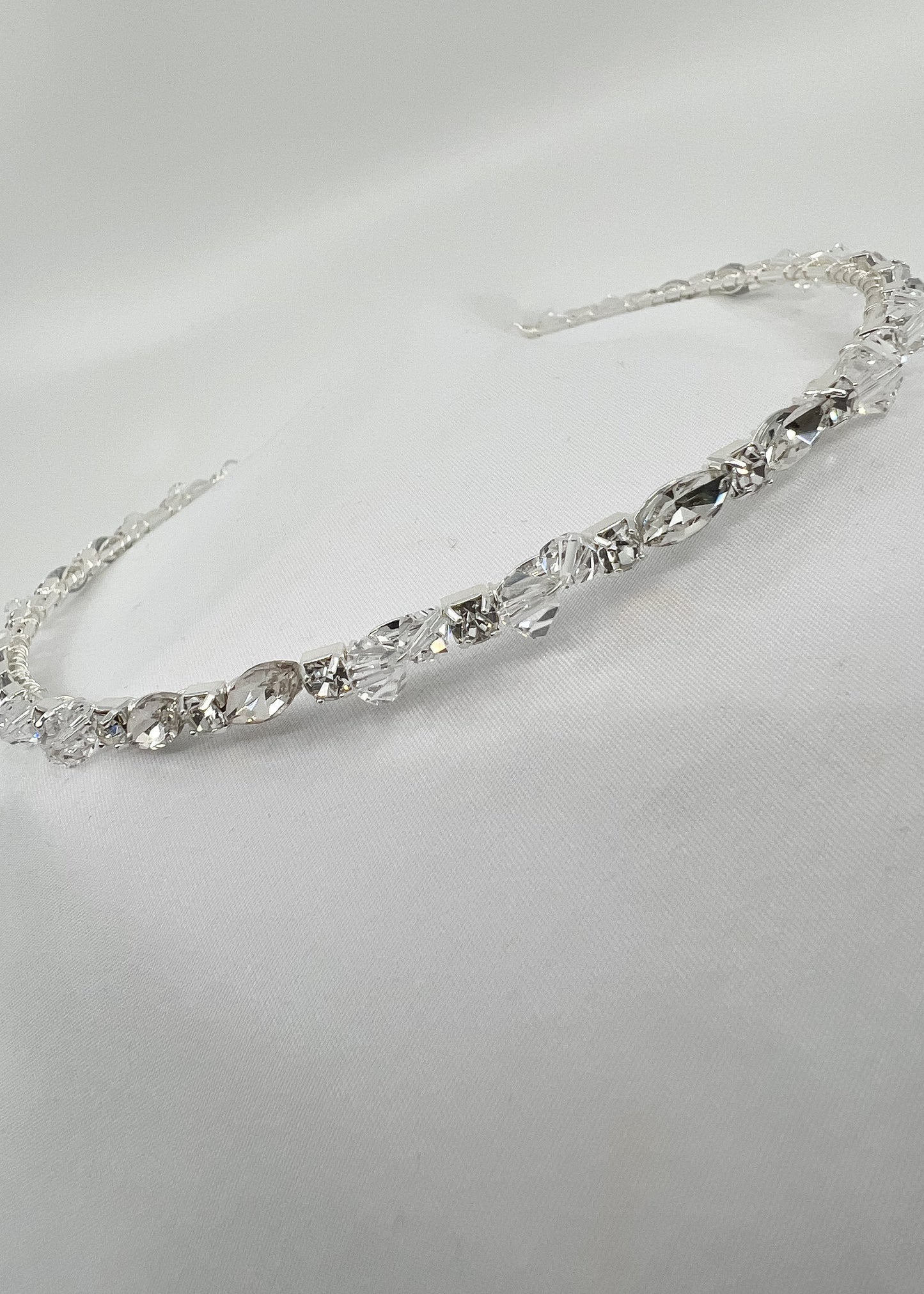 Becoming Crystal Silver Bridal Headband - CBB Market 