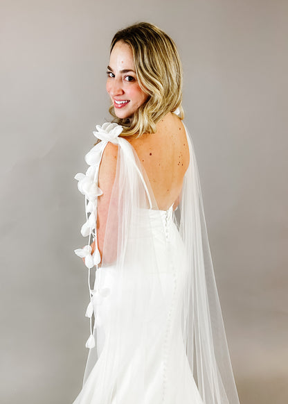 Tulle Floral Bridal Cape - CBB Market 