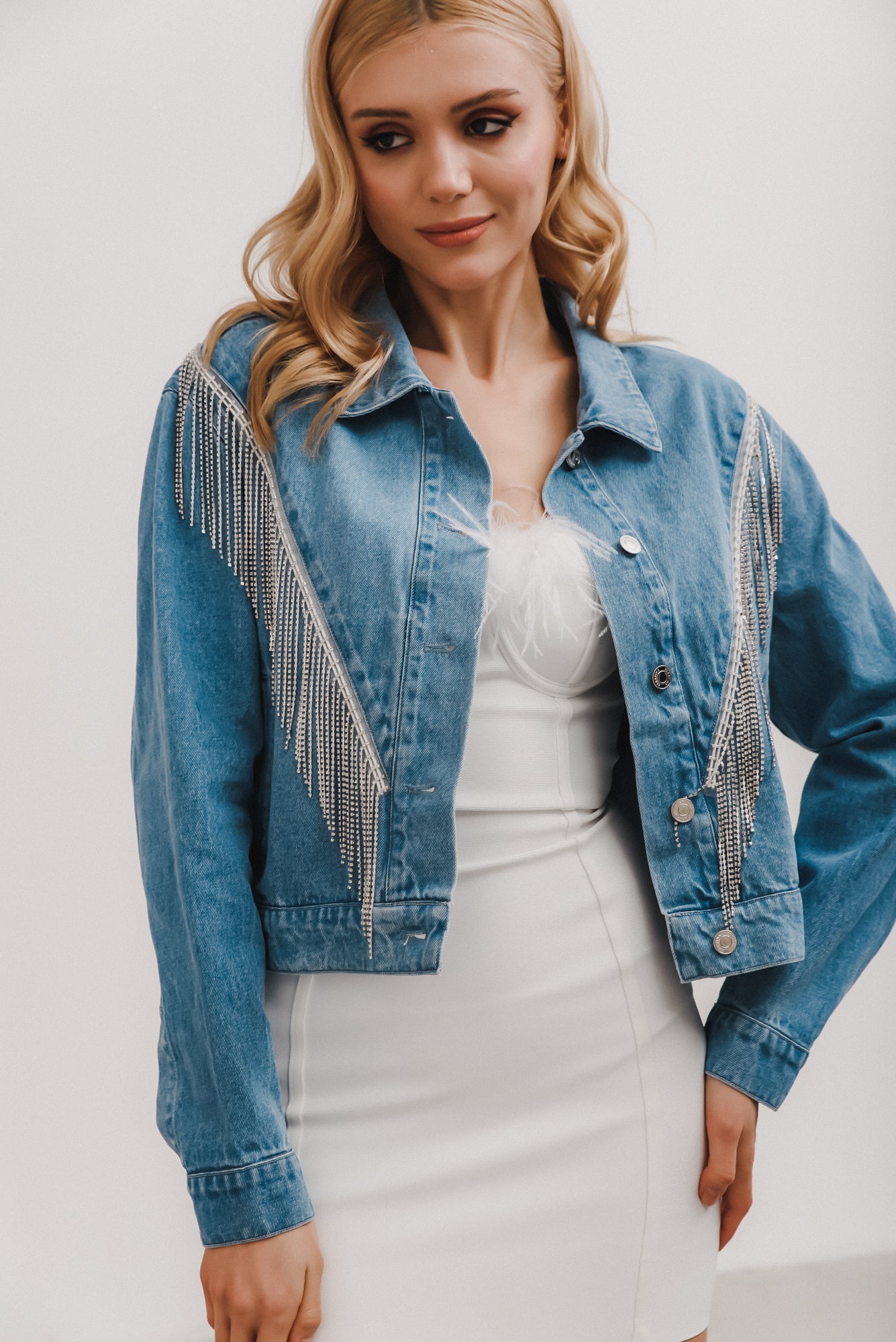 Royalty Rhinestone Fringe Denim Jacketbest-selling,bloom,denim,hide price,jacketCBB Market
