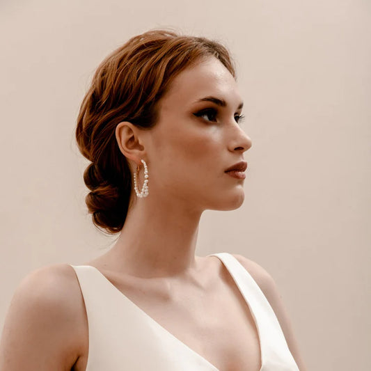 Jasmine Bridal Pearl Hoops - E066CBB Market