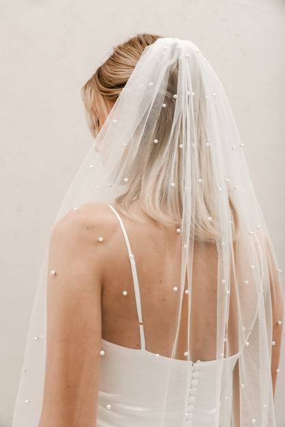 Pearl Veil Wedding AccessoryEnglish netting,ivory veil,pearl veil,scattered pearls,wedding accessories,wedding veilCBB Market