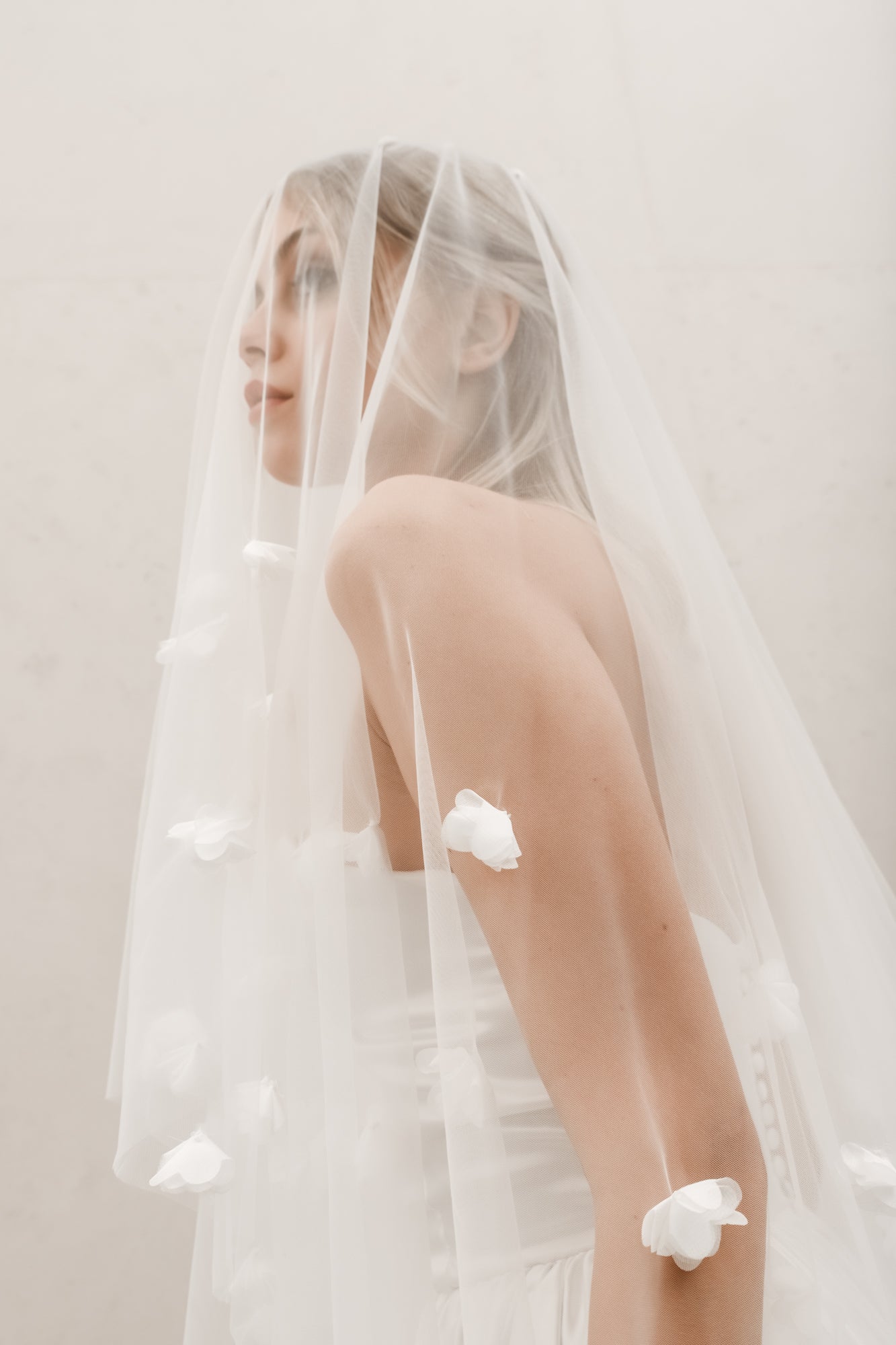 Floral Veil V007 Off Whitebridal veil,floral veil,heirloom bridal company,off white veil,wedding veilCBB Market