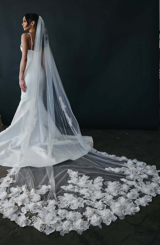 3D flowers Bridal Veil CBBV040bridal veil,heirloom bridal company,v040,wedding veilCBB Market