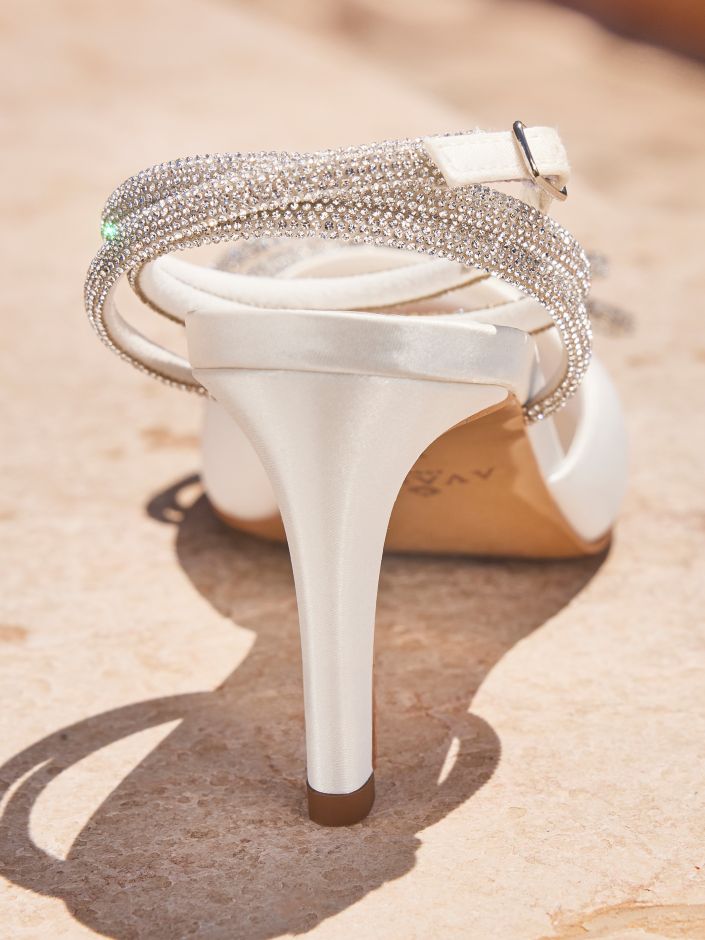 Elegant Ivory Satin Stiletto Bridal Pumps with 3.5 Inch Heel JOVITA