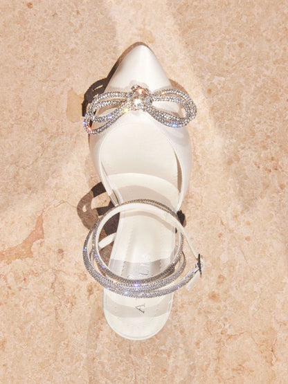 Elegant Ivory Satin Stiletto Bridal Pumps with 3.5 Inch Heel JOVITA
