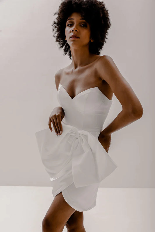 Grace Mini Strapless Bow Wedding Rehearsal Dressdress,DressesCBB Market
