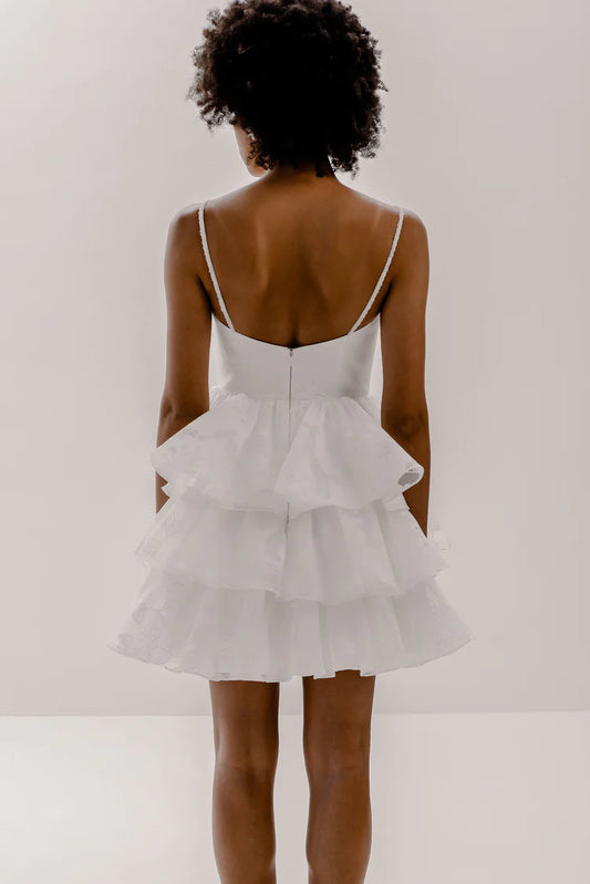 Lily Mini Laced Ruffled Wedding Rehearsal Dinner Dressdress,DressesCBB Market