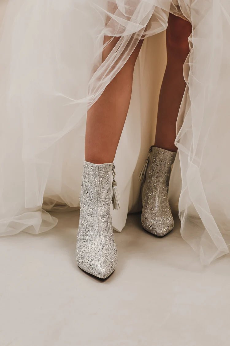 Comfortable Sparkly Bridal Glitter Heels BootsCBB Market