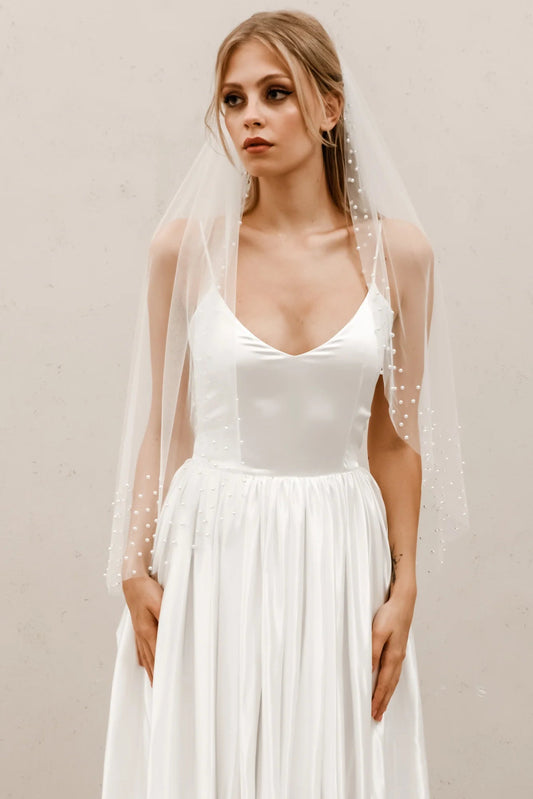 Pearl Border Wedding VeilCBB Market