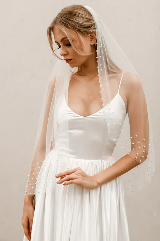 Pearl Border Wedding VeilCBB Market