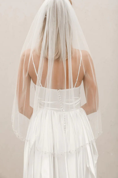 V003 Floral Beaded Edge Wedding VeilCBB Market